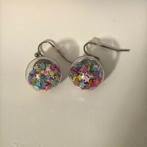 Clear Ball Earrings filled with Colorful Star Gliter